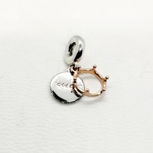👑Authentic Pandora ⭐️RETIRED⭐️ TWO TONE QUEEN & REGAL CROWN DANGLE CHARM🎁